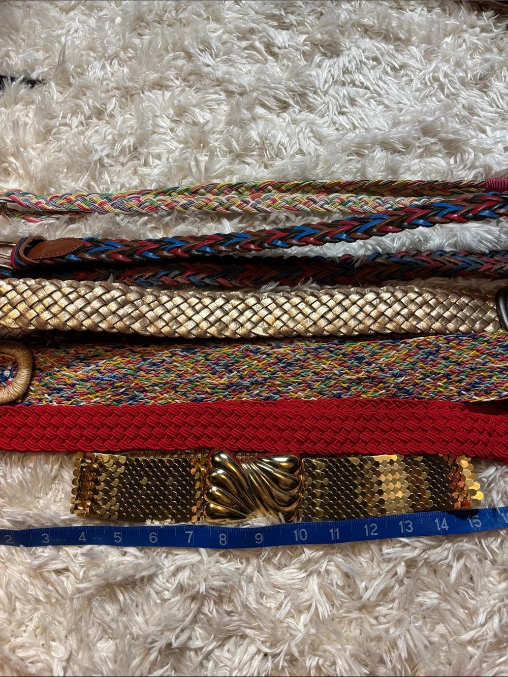 Lot of 6 Vintage Multicolor Woven Belts-1 Sequin Belt Fashion Accessory